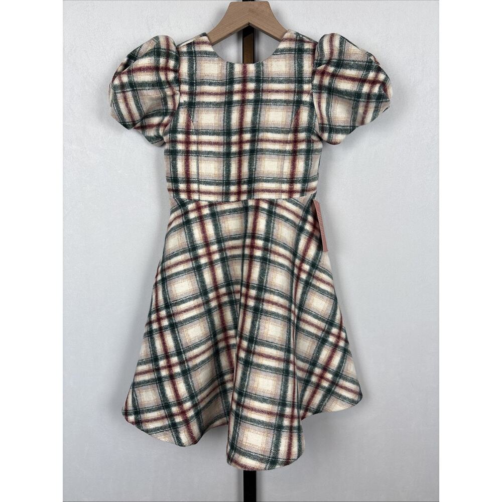 NEW Ivy City Co Mini Molly Plaid Flare Dress Girls 4-5T Pockets Puff Sleeves